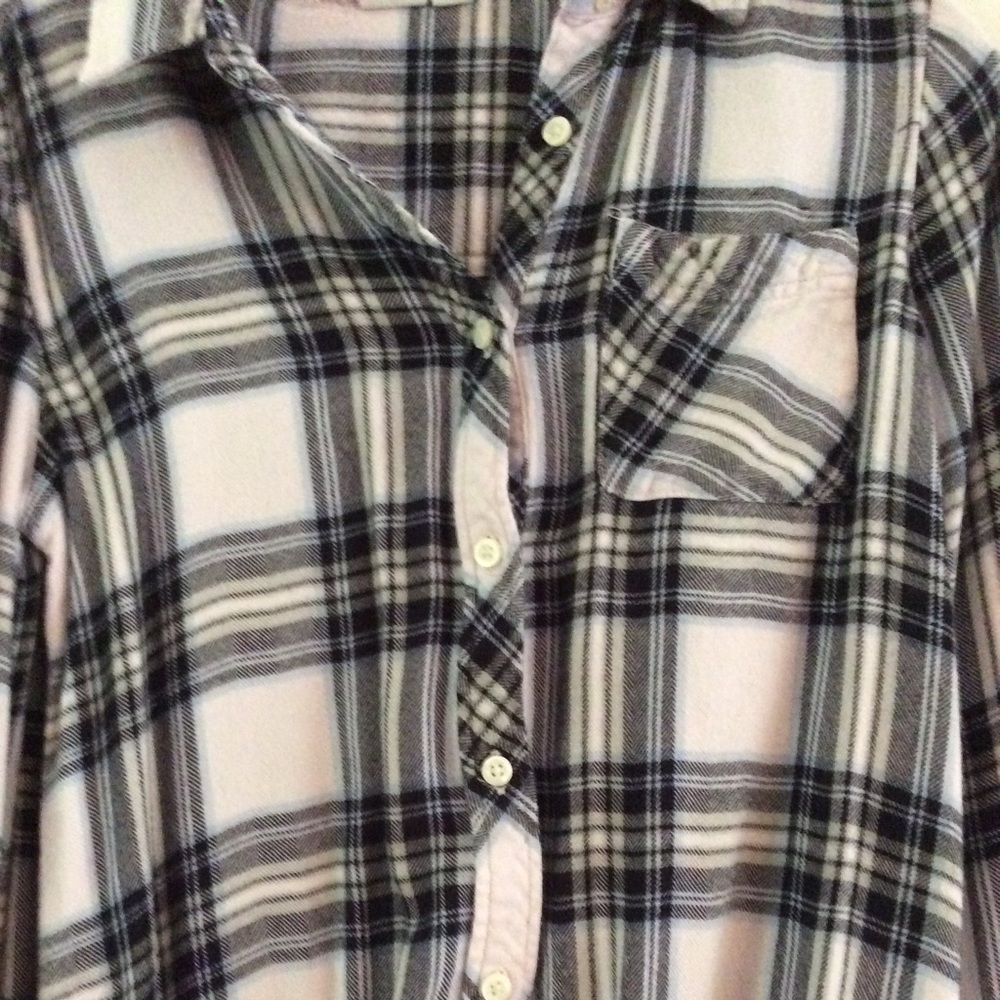 Pink plaid button down girls top - Picture 2 of 2